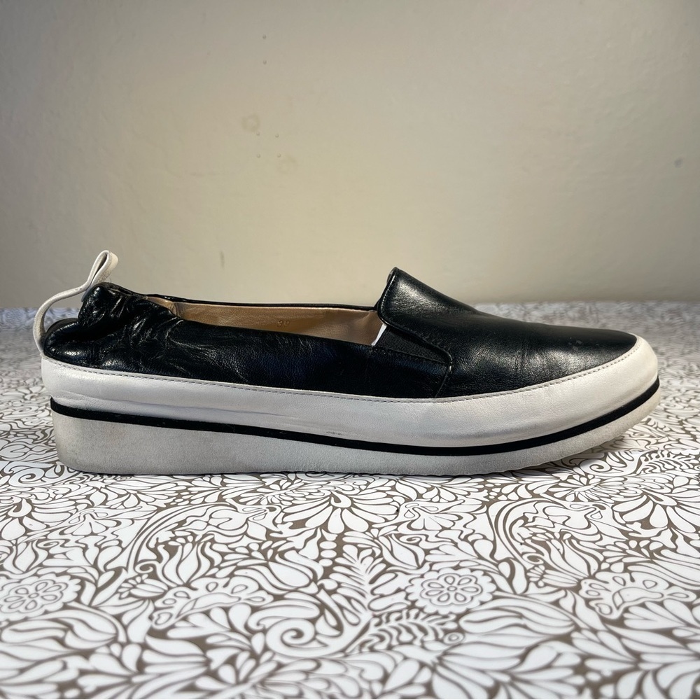 Ron White Nell Leather Wedge Platform Slip-On Sneakers Made in Italy